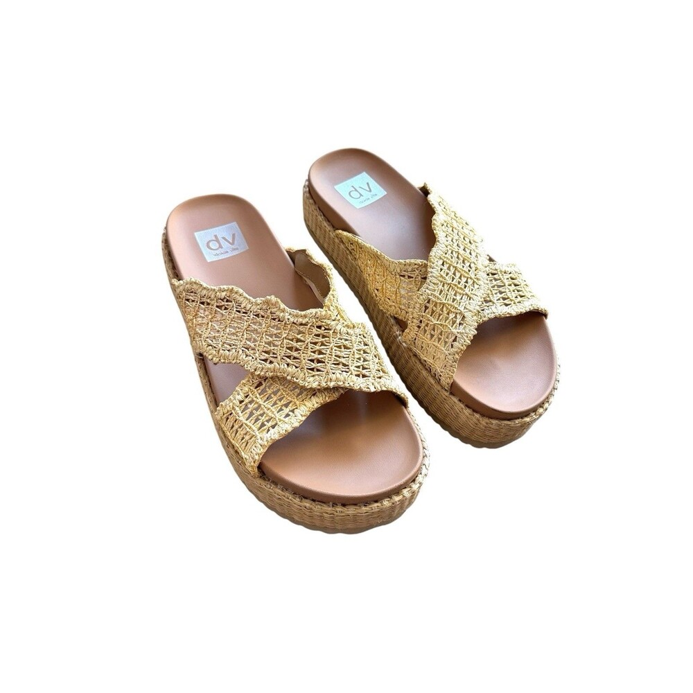 DV Dolce Vita Women's 8 Sivan Platform Criss Cross Woven Slide On Sandal Boho